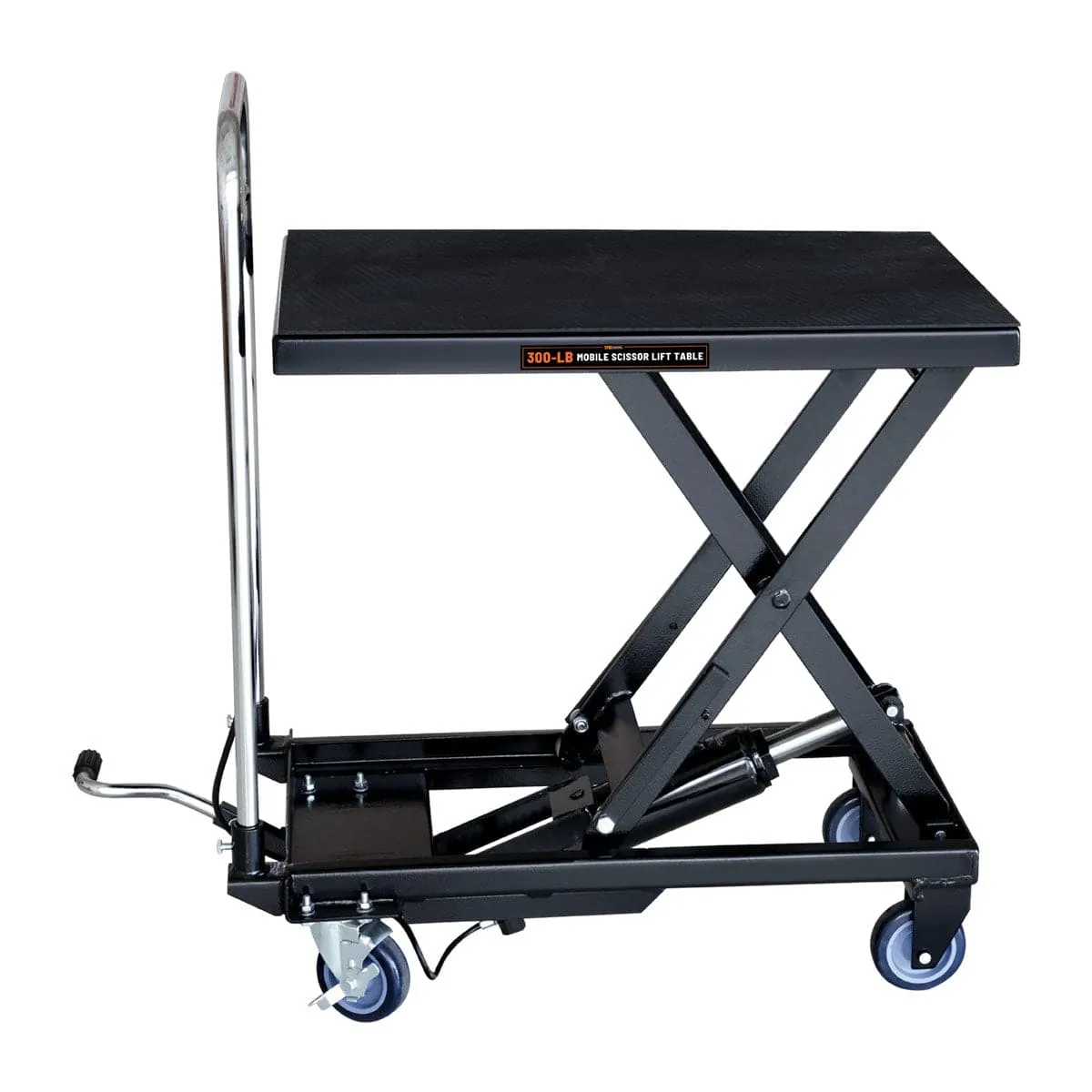 TMG Industrial 330-Lb Mobile Scissor Lift Table, 28” Lifting Height, Foot Pedal Operation, Rubber Padded Tabletop, TMG-ALS01