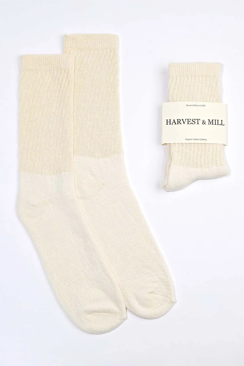 Women's Organic Cotton Socks Natural-White Crew